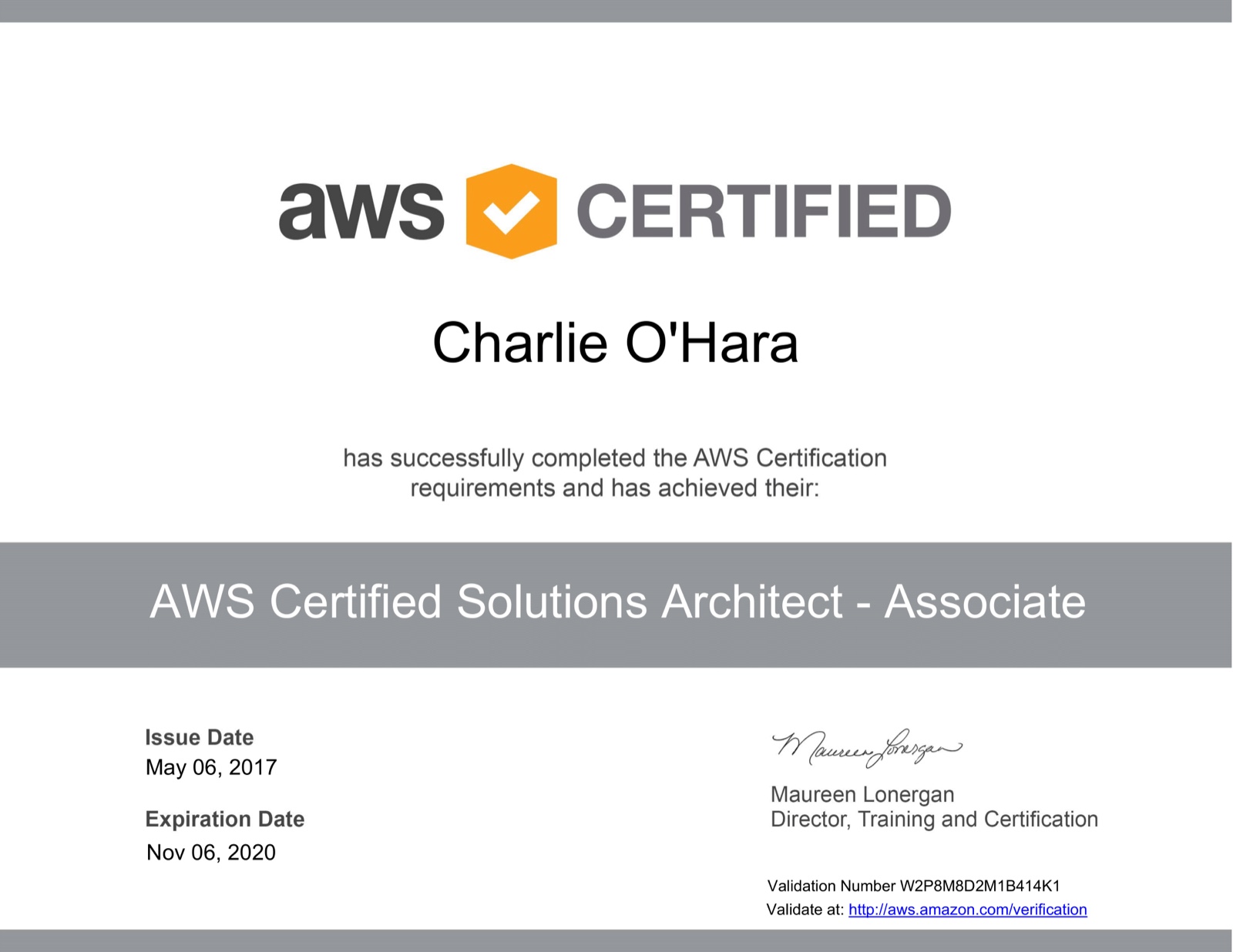 Certification earned May 2017