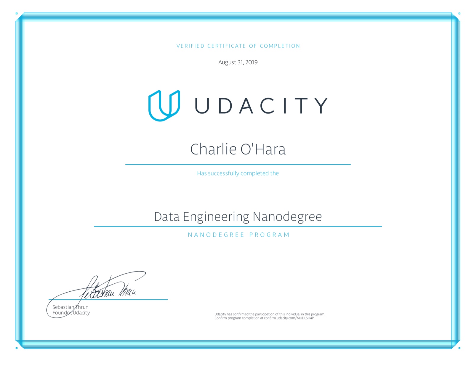Certification earned August 2019