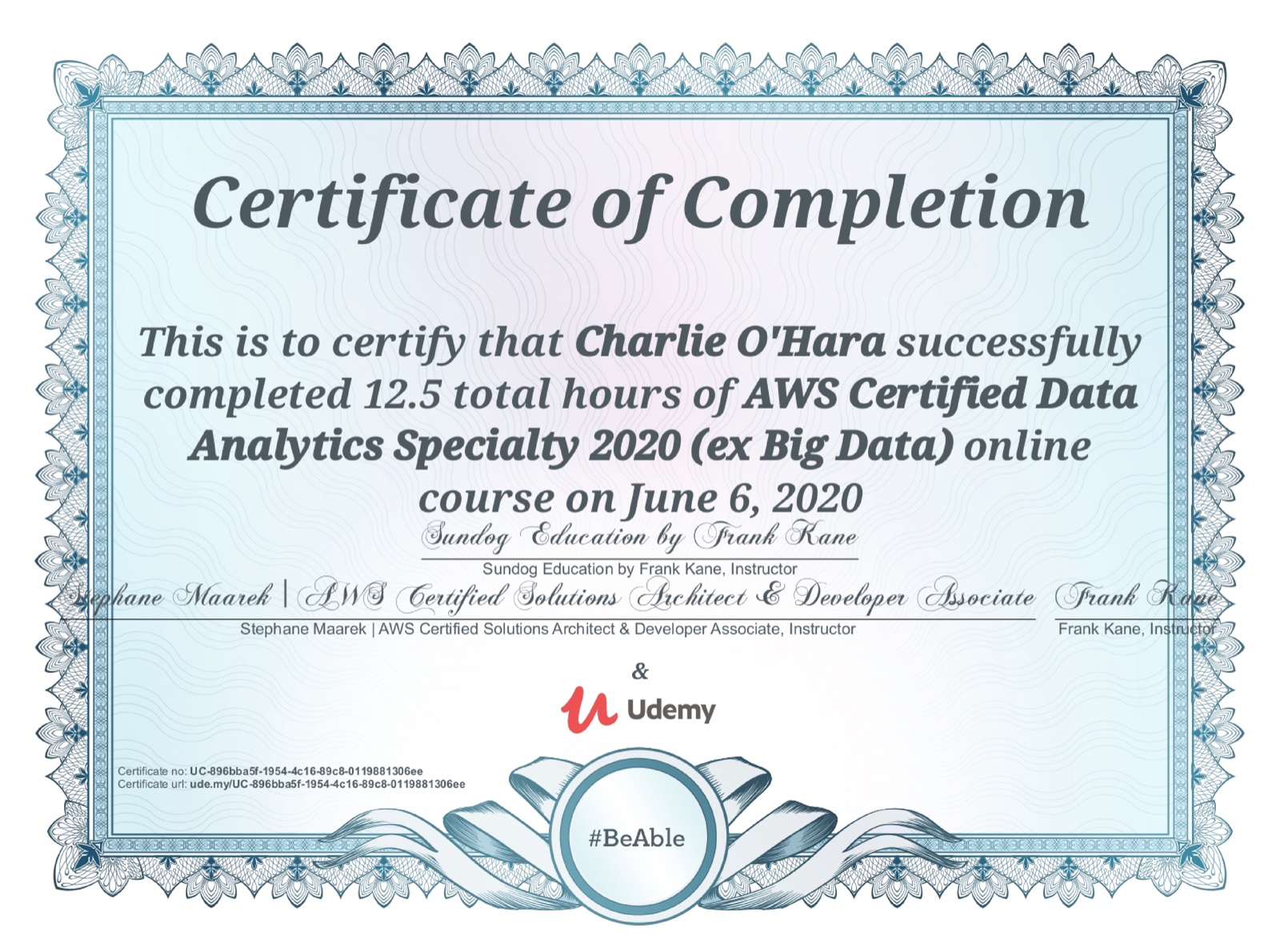 Certification earned June 2020