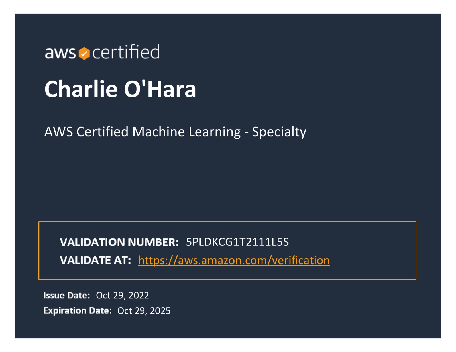 Certification earned October 2022